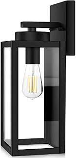 Photo 1 of Outdoor Wall Sconce, Exterior Waterproof Wall Lantern Light Fixtures, Black Porch Lights with Toughened Glass Shade, Anti-Rust E26 Socket Front Door Wall Mount Lighting for Garage