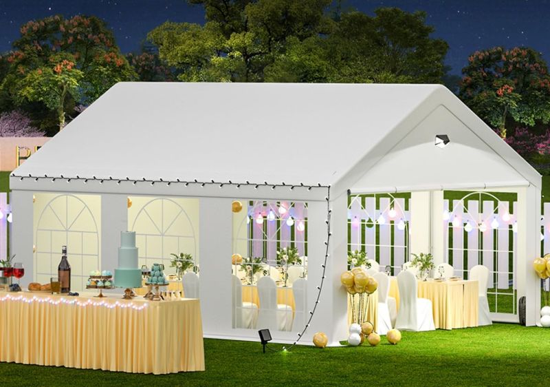 Photo 1 of Party Tent - 10x20FT Heavy Duty Canopy Tent with Removable Sidewalls,Outdoor Waterproof Patio Camping Gazebo Shelter,Perfect for Wedding Holiday Birthday BBQ Backyard Evening Tent
