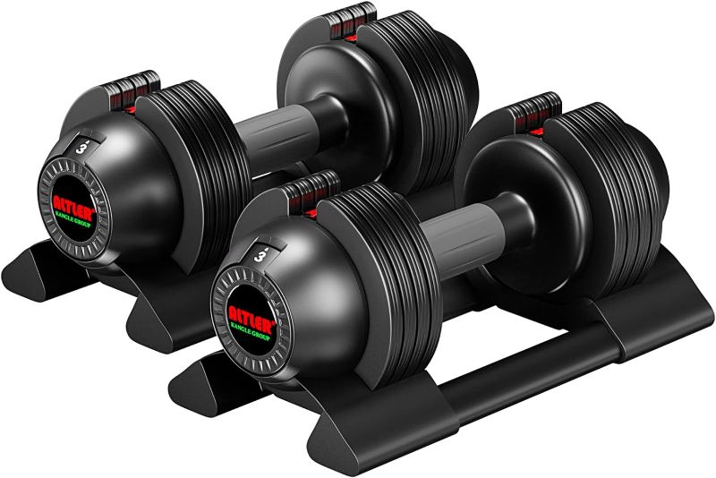 Photo 1 of Adjustable Dumbbell, 22lb/44lb/52lb Dumbbell Set with Tray for Workout Strength Training Fitness, Adjustable Weight Dial Dumbbell with Anti-Slip Handle and Weight Plate for Home Exercise
