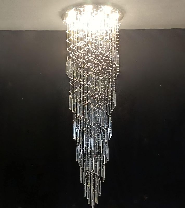 Photo 1 of 120" H Raindrop Chandeliers Large Chandelier for Villa Entrance Modern Chandelier Light with Remote High Ceiling Flush Ceiling Pendant Lights Fixture, Dimmable Bulbs Included
