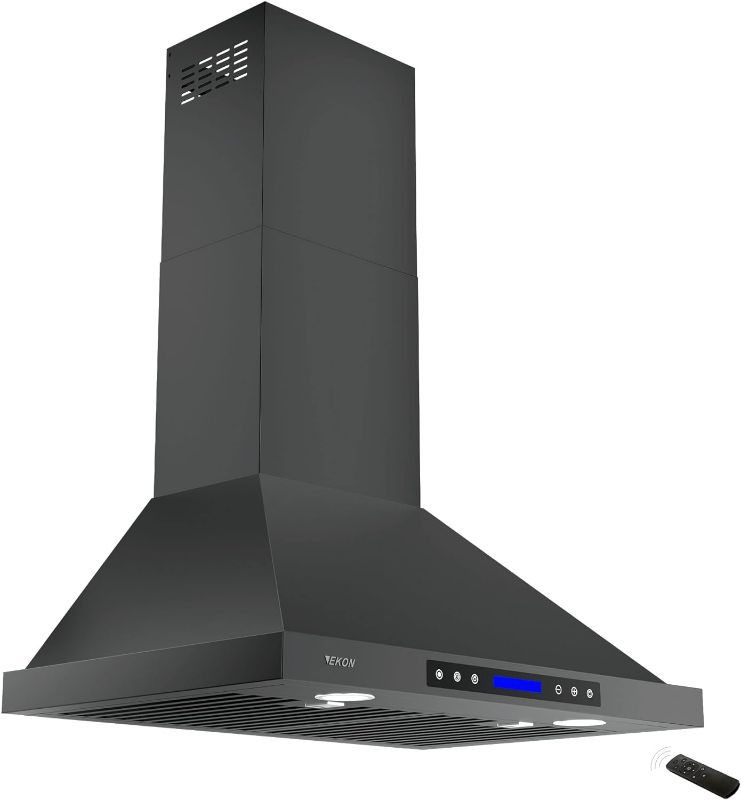 Photo 1 of Range Hood, EKON NAP02 Black 900CFM Wall Mount Range Hood Ducted/Ductless Convertible Kitchen Chimney Vent, 4 Speeds Touch Control/Remote,Delay Shut Off Function,Dishwasher-safe Filters (NAP02-30IN)
