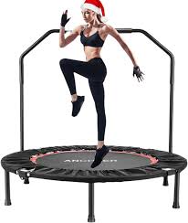 Photo 1 of ANCHEER Mini Foldable Trampoline Rebounder, 40" Exercise Trampoline Adjustable Fitness Trampoline with Handle for Adults Kids, Indoor/Garden/Workout Cardio, Max Load 300lbs with Tiltable Legs