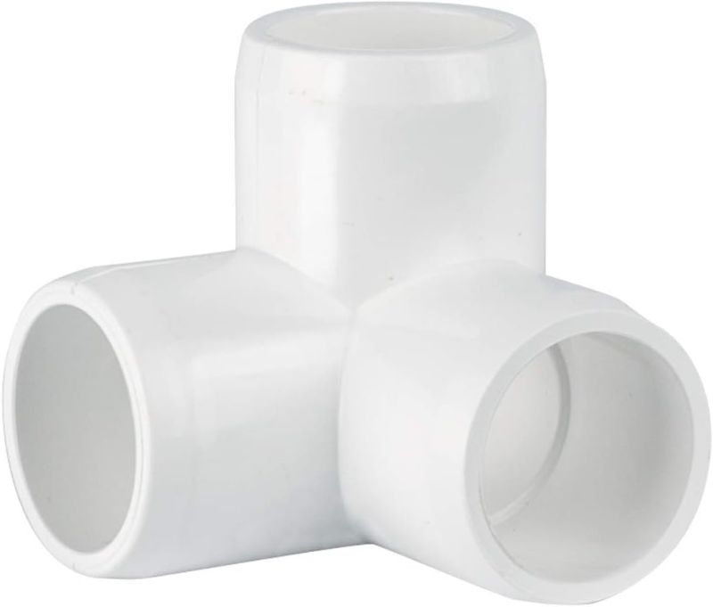 Photo 1 of 1" 3-way Ell PVC Fittings Furniture Grade for Schedule 40 PVC Pipes, 1 inch 3-way L fitting (2 pieces)
