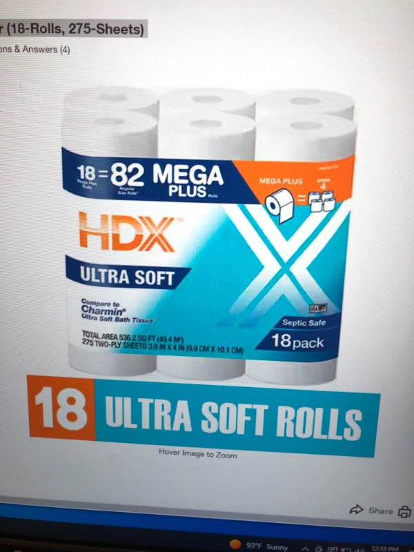 Photo 1 of Ultra-Soft Toilet Paper (18-Rolls, 275-Sheets)
