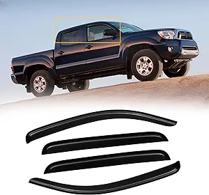 Photo 1 of CMVT Auto Window Visors for 2005-2015 Toyota Tacoma, Rain Guards Vent Shade Deflector Dark Smoke 2005 2006 2007 2008 2009 2010 2011 2012 2013 2014 2015, Tape-On, 4PCS For 05-15 Toyota Tacoma Double Cab