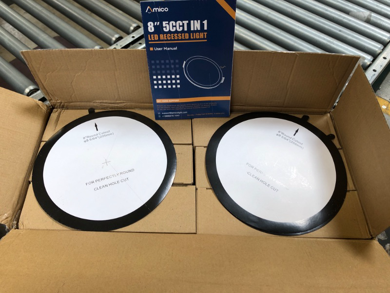 Photo 2 of Amico 12 Pack 8 Inch 5CCT Ultra-Thin LED Recessed Ceiling Light with Junction Box, 2700K/3000K/3500K/4000K/5000K Selectable, 18W Eqv 125W, Dimmable Canless Wafer Downlight, 1600LM High Brightness -ETL 5000k/4000k/3500k/3000k/2700k - 5cct White 8 Inch