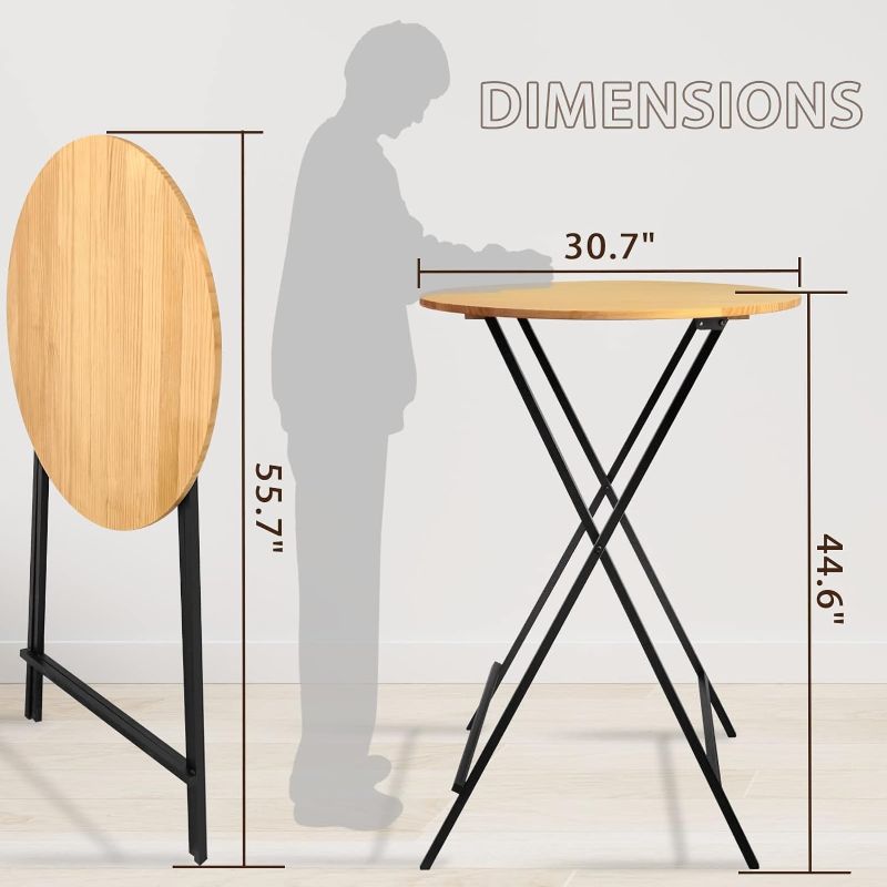 Photo 1 of 45" H Cocktail Table Wooden 32" L Bar Height Folding Table  