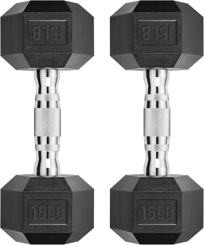 Photo 1 of Hex Dumbbell Rubber Encased Dumbbell Strength Training Hex Dumbbell, Hand Weight For Workout & Exercise

