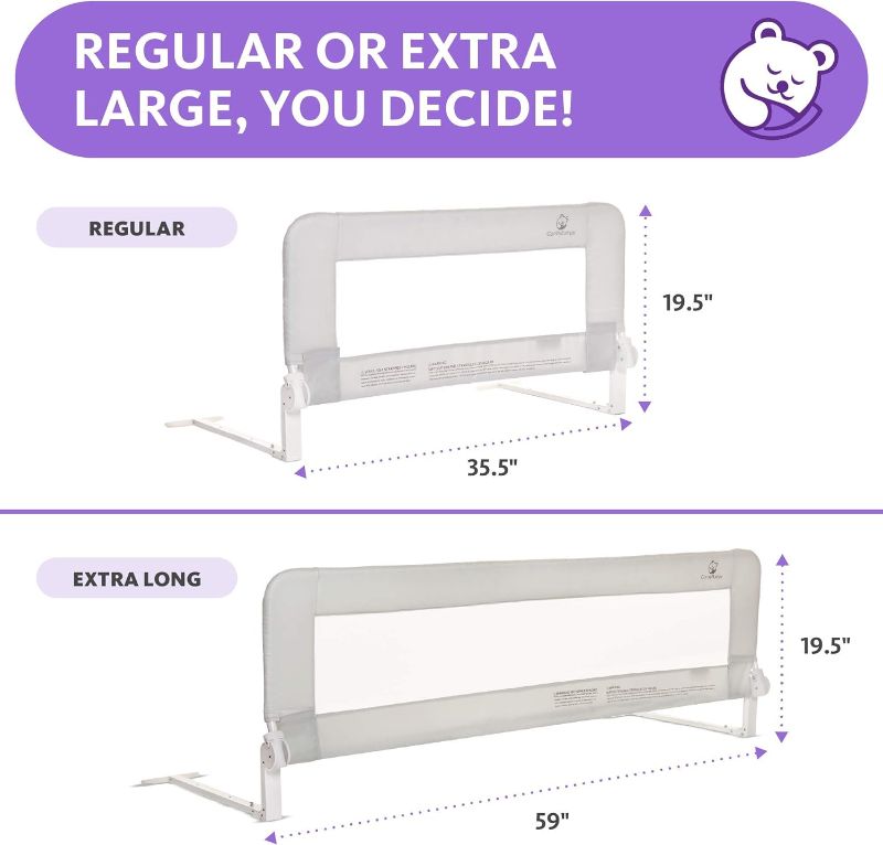 Photo 1 of ComfyBumpy 59 inch Extra Long Toddler Bed Rails - Baby Bed Rail Guard for Kids, Twin, Full, King and Queen Beds - Adjustable Bed Rail for Toddlers - Baby Bed Side Bedrails - Gray, XL (59" x 19.5")
