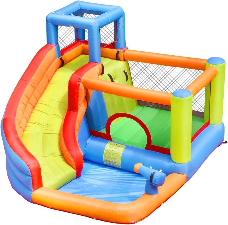 Photo 1 of Inflatable Bounce House with Slide,Inflatable Water Slide for Big Kids, Bouncy House Water Park Combo for Kids Outdoor Party with Air Blower
