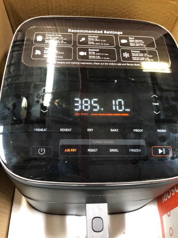 Photo 3 of COSORI Next Generation TurboBlaze 6.0-Quart Air Fryer: 9 Functions, 5 Speeds, Cooks Quickly and Evenly with Crispy Results, 95% Less Oil for Healthier Meals, Varied Recipes, Easy to Clean, Dark Gray 6.0 Quart Dark Gray