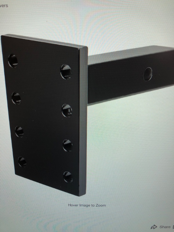 Photo 1 of Pintle Hook Mounting Plate for 2 in. Hitches - 6-1/2 in. Shank, 8 Hole, 10,000 lb. capacity
