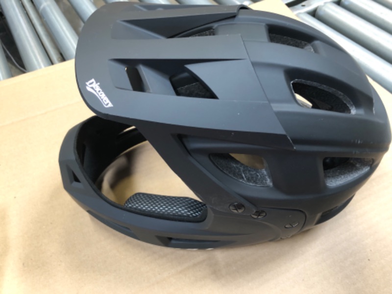 Photo 1 of Lixada Cycling Helmet for Adults Full Face Bike Helmet Adult Cycling Helmet with Detachable Chin Guard and Visor for Mountain Biking 54-61 cm Black