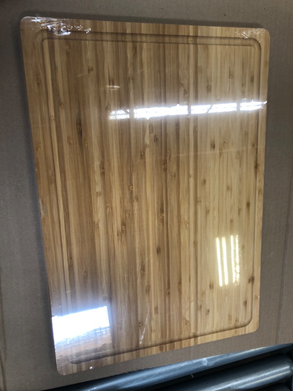 Photo 1 of 20x14" Bamboo Cutting Boards for Kitchen, Wood Charcuterie Boards Cheese Serving Tray with Side Handles and Juice Grooves, Solid Durable Reversible 20" (Flat)