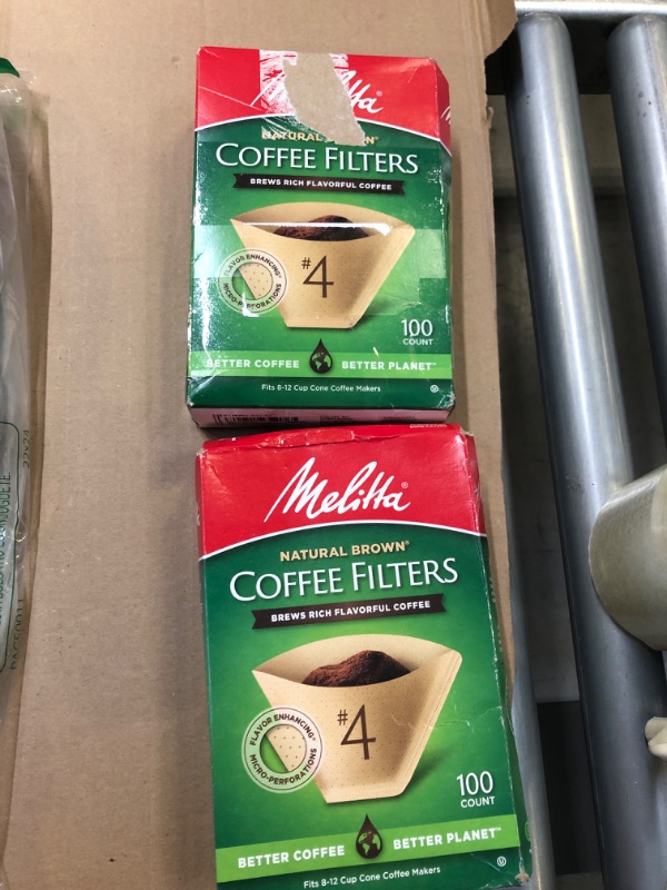 Photo 2 of 2 PCK Melitta #4 Cone Coffee Filters, Unbleached Natural Brown, 100 Total Filters Count - Packaging May Vary