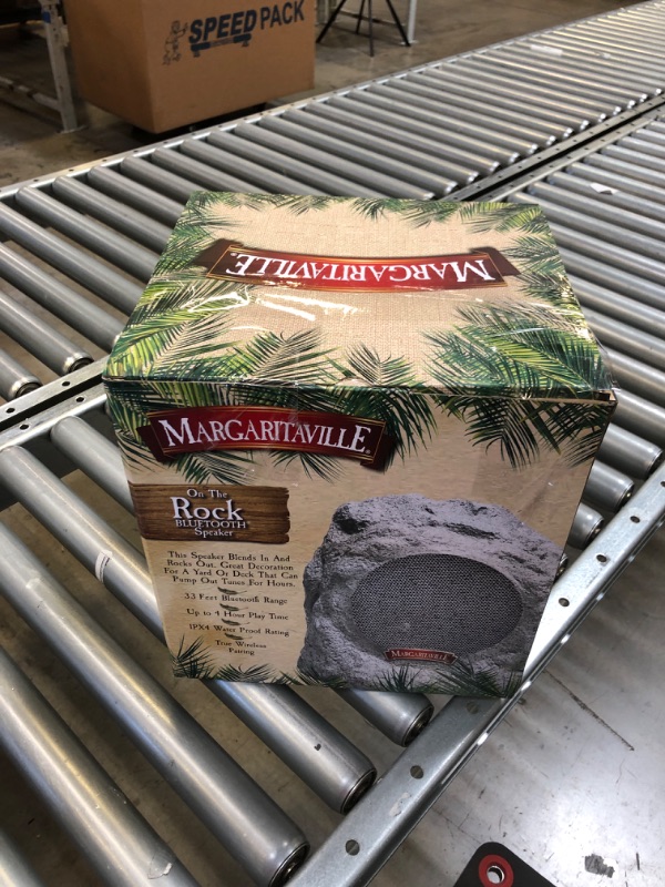 Photo 3 of Margaritaville Outdoor Rock Bluetooth Wireless Speaker | Durable Bluetooth Speakers, Fantastic Yard or Patio Decor, IPX-4 Waterproof Rated, Granite Grey “On The Rock Natural 1 Pack Speaker