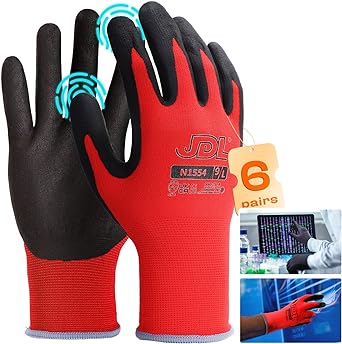 Photo 1 of JUL Work Gloves with MicroFoam Nitrile Coated, Touch Screen Compatible Work Glove Men and Women for Gardening, LARGE 