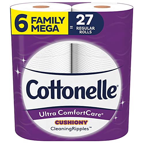 Photo 1 of Cottonelle Ultra ComfortCare Toilet Paper with Cushiony CleaningRipples, 6 Family Mega Rolls, Soft Bath Tissue 