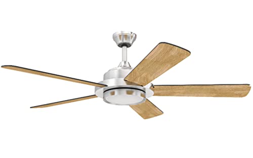 Photo 1 of HEARTH BRANDS 52 Inch 5-Blade Dual Mount Ceiling Fan Frosted White Glass, Reversible Fan Blades 52 Inch Silver
