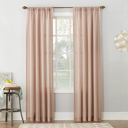 Photo 1 of 54"x84" No. 918 Light Filtering Semi-Sheer Amalfi Linen Blend Textured Rod Pocket Curtain Panel Blush
