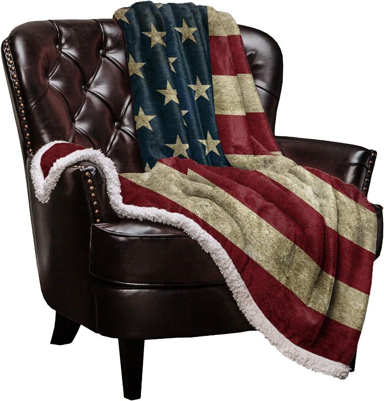 Photo 1 of T&H XHome Sherpa Throw Blanket The Star-Spangled Banner Thermal Fuzzy Blankets Luxury Cozy Soft Warm Microfiber Blankets for Adults Babies All Seasons 50x60IN
