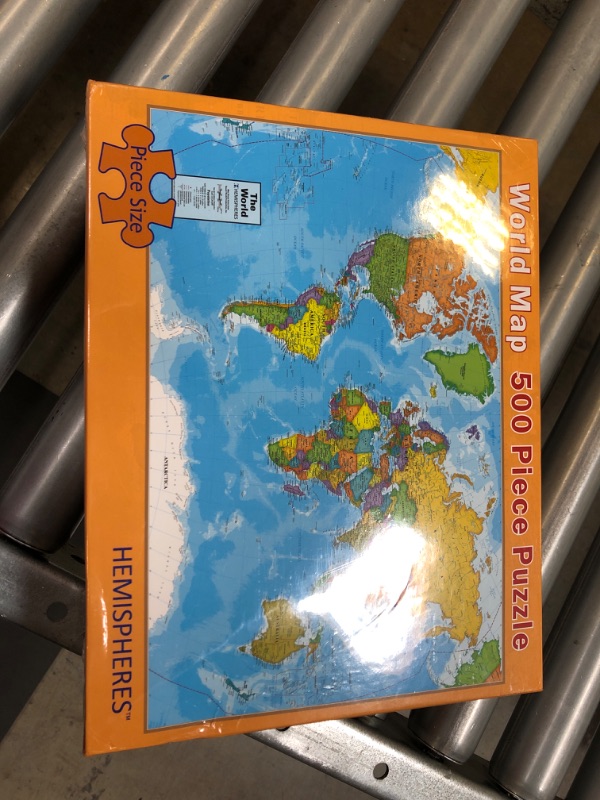 Photo 2 of ROUND WORLD PRODUCTS Hemispheres World Map Jigsaw Puzzle, 500 Pieces