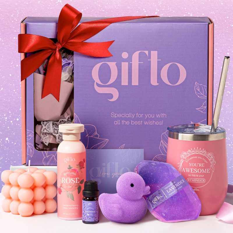 Photo 1 of Birthday Gifts for Women, 12 Pampering Items, Aesthetic & Relaxing Spa Set for Coworker, Boss, Best Friend, Girlfriend, Wife, & Mom, on Christmas, Anniversary, & Mother's Day, Get Well Soon Gift Box
