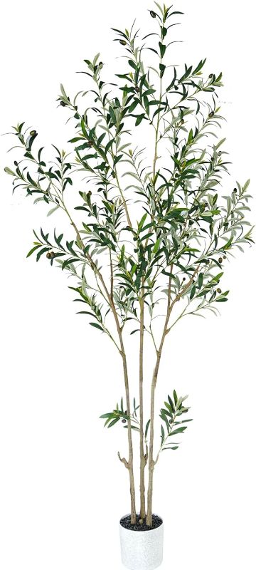 Photo 1 of 7 Feet (84'') Olive Tree Fluffy Artificial Plants Indoor for Home Corner, Faux Olive Tree for Modern Home Office Living Room Floor Decor Indoor 7ft-Fluffy