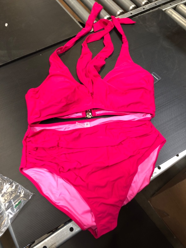 Photo 1 of WOMENS TWO PIECE BATHING SUIT HOTPINK 2XL