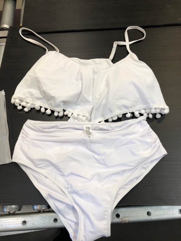 Photo 1 of TWO PIECE BATHING SUIT WHITE LARGE