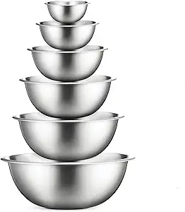 Photo 1 of FineDine Stainless Steel Mixing Bowls Set for Kitchen, Dishwasher Safe Nesting Bowls for Cooking, Baking, Meal Prepping 6 PCS
