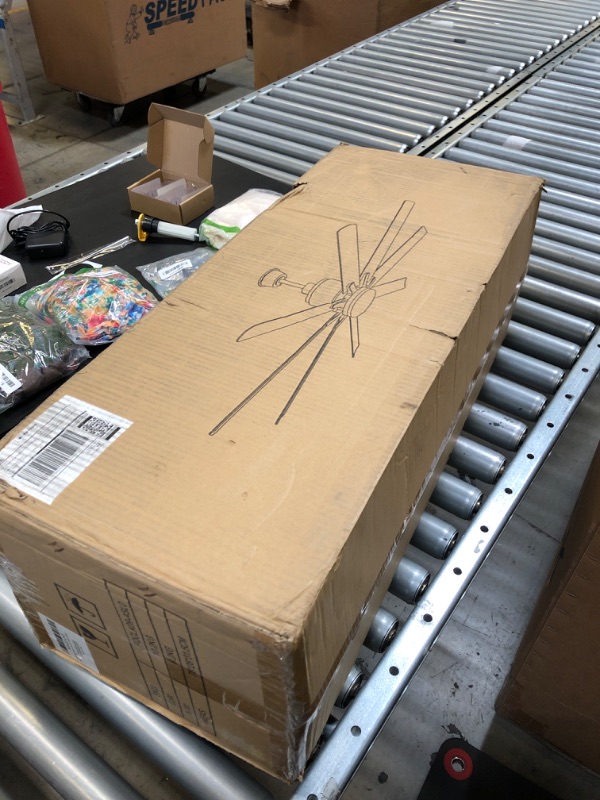 Photo 1 of Frstem 66" Large Ceiling Fan with Light & Remote Control in Brush Nickel & Black, 8 Blades 6-Speed Low Profile Ceiling Fan Fixture, for Dining Room Bedroom Living Room Kitchen Garage Patio Indoor Black & Brushed Nickel