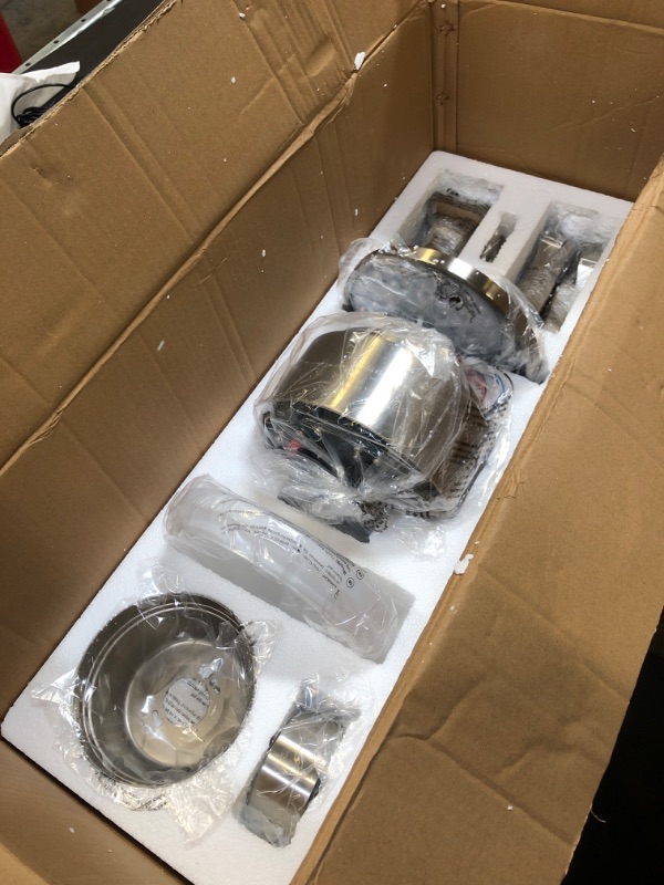 Photo 1 of Frstem 66" Large Ceiling Fan with Light & Remote Control in Brush Nickel & Black, 8 Blades 6-Speed Low Profile Ceiling Fan Fixture, for Dining Room Bedroom Living Room Kitchen Garage Patio Indoor Black & Brushed Nickel