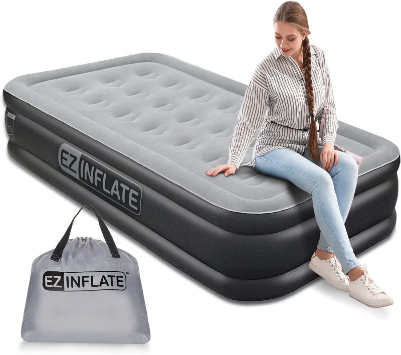 Photo 1 of EZ INFLATE Double High Luxury Air Mattress with Built in Pump, Inflatable Mattress- full
