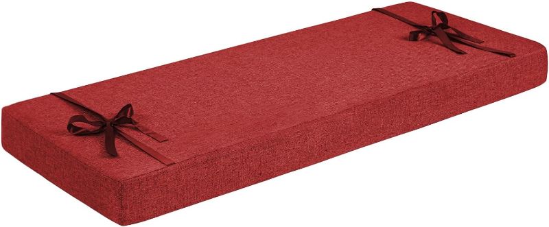 Photo 1 of 45x18x2.5inchBench Cushions,Red Non-Slip Seat Cushions for Patio Furniture,70D Thickened Foam Indoor/Outdoor Bay Window Cushion
