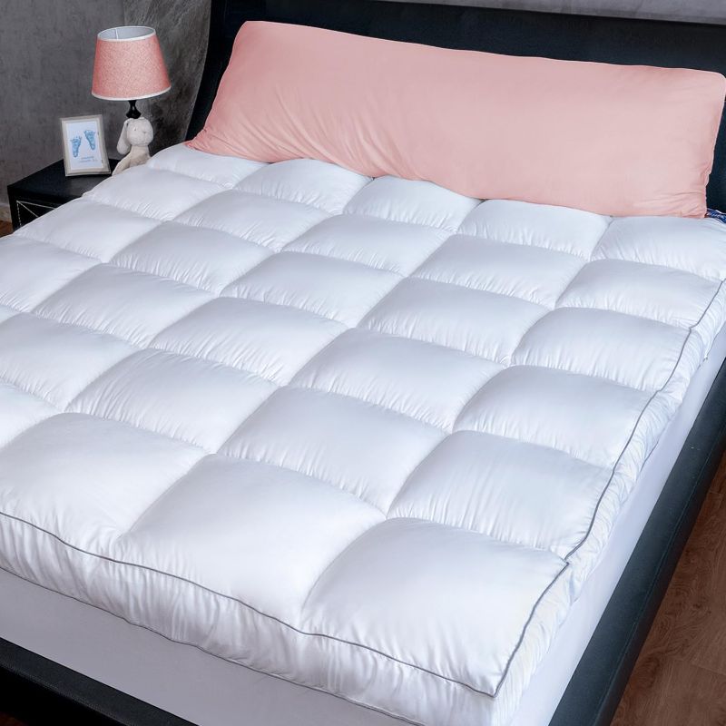 Photo 1 of Marine Moon Mattress Topper Queen, Cooling Pillow Top Mattress Topper, Extra Thick Plush Mattress Pad Cover, Overfilled with 7D Down Alternative, Relief Back Pain, Soften Hard Mattress, 80'' x 60''
