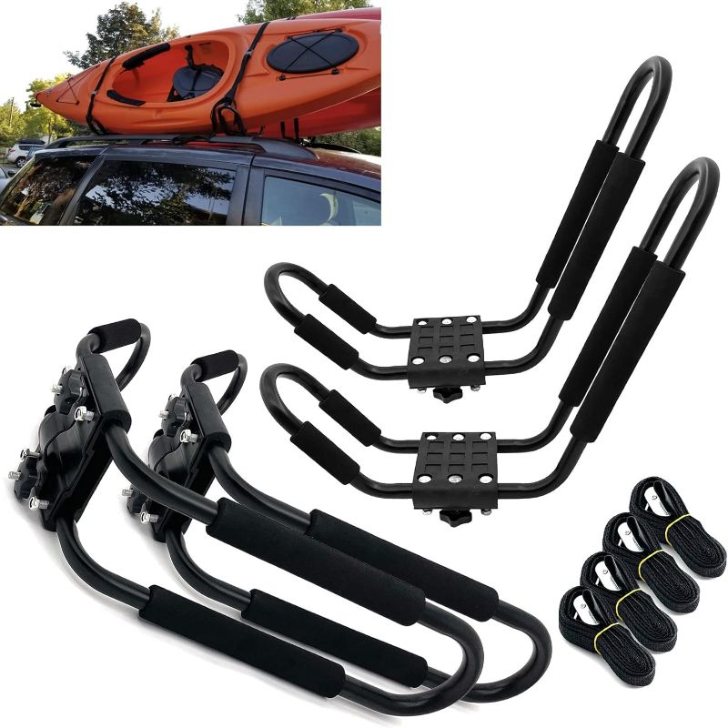 Photo 1 of 2 Pairs Kayak Carrier Racks, Universal Cars Kayak Canoe Roof Rack
