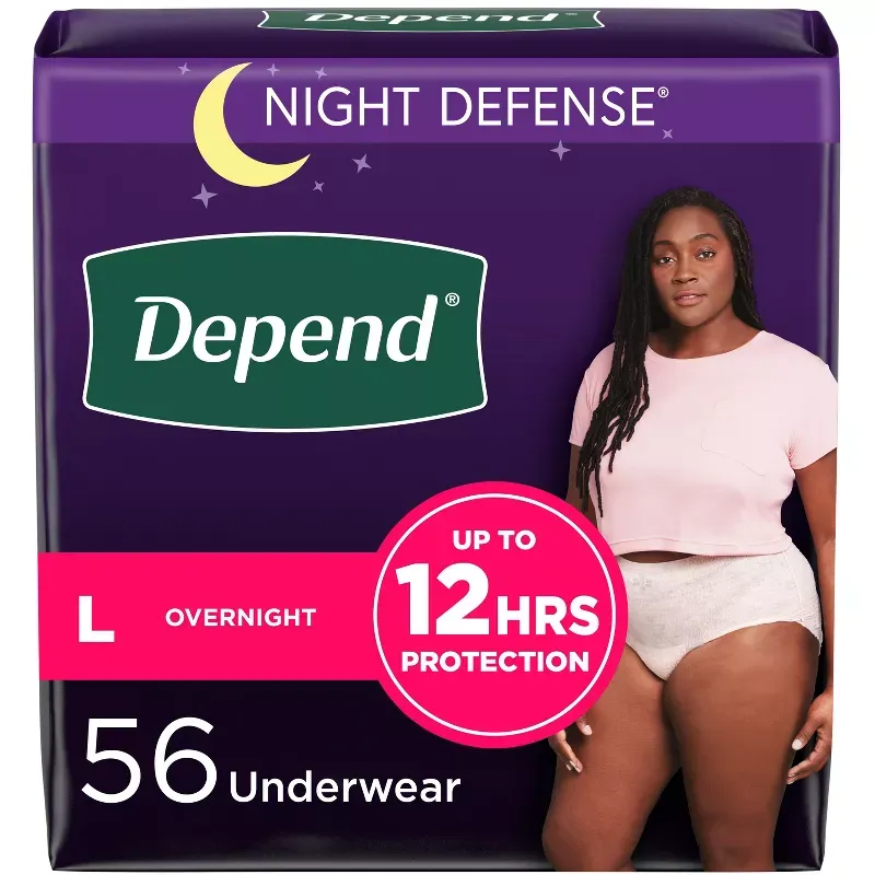 Photo 1 of Depend Night Defense Adult Incontinence Underwear for Women - Overnight Absorbency - Blush
