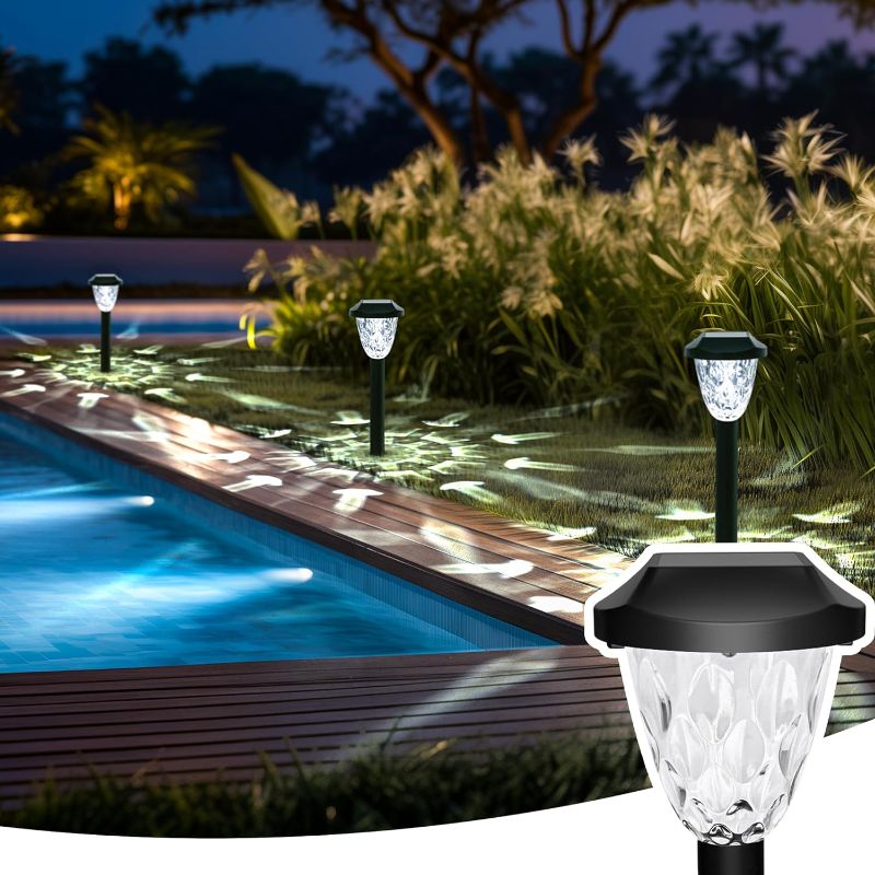 Photo 1 of GIGALUMI 10 Pack Solar Outdoor Lights, Bright Solar Pathway Lights with Great Pattern, Waterproof Auto On/Off Solar Lights for Outside Garden Walkway Driveway Lawn Pathway
