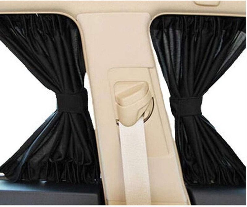 Photo 1 of 2 Pack Car Curtains Window Shades UV Protection Auto Privacy Shade Valances for Side Window Universal Windshield Sunshade Van Curtain Mesh Screen Blocks Heat Sun Shield Keeps Vehicle SUV Cool
