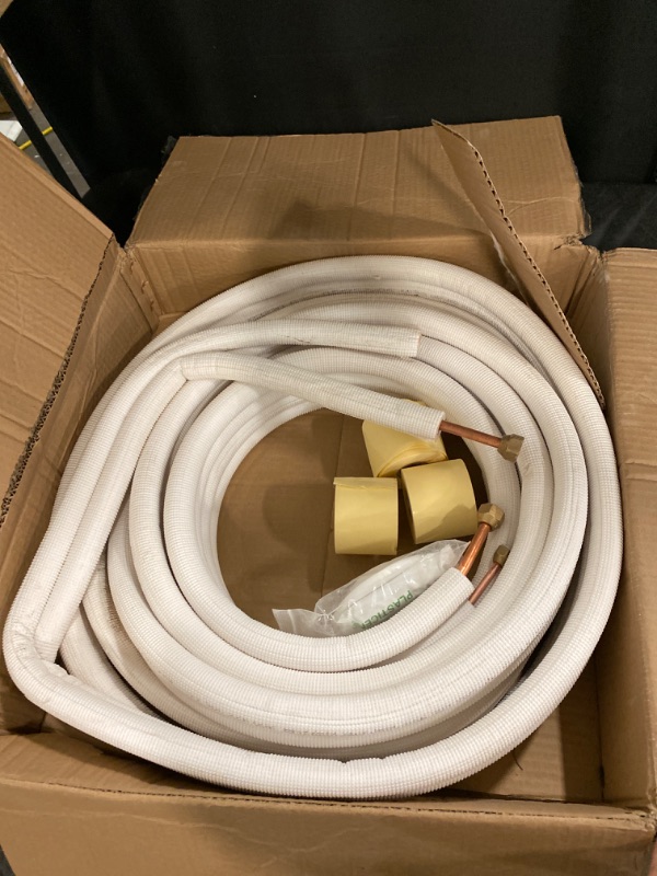 Photo 2 of 33 Ft Mini Split Line Set,Air Conditioning Copper Tubing Pipe Extension,1/4" & 3/8" 3/8" PE Thickened for AC and Heating Equipment Insulated with Nuts. (1/4+3/8)
