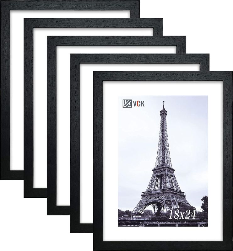 Photo 1 of VCK 18x24 Poster Frame in Black with Polished Plexiglass Set of 5 Horizontal and Vertical Formats with Included Hanging Hardware- one missing
