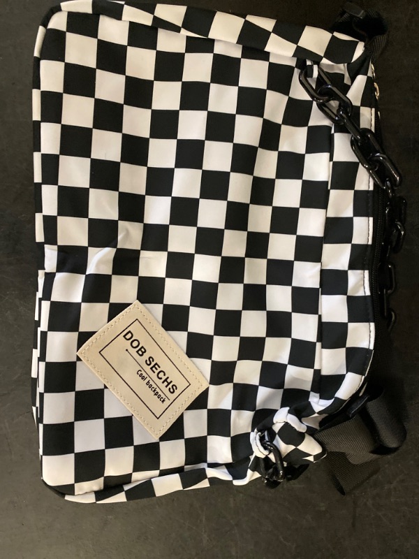 Photo 1 of Black White Checkered Backpack  Rucksack Water Resistant Daypack Shoulder Bag Casual Work Bags (A Black)