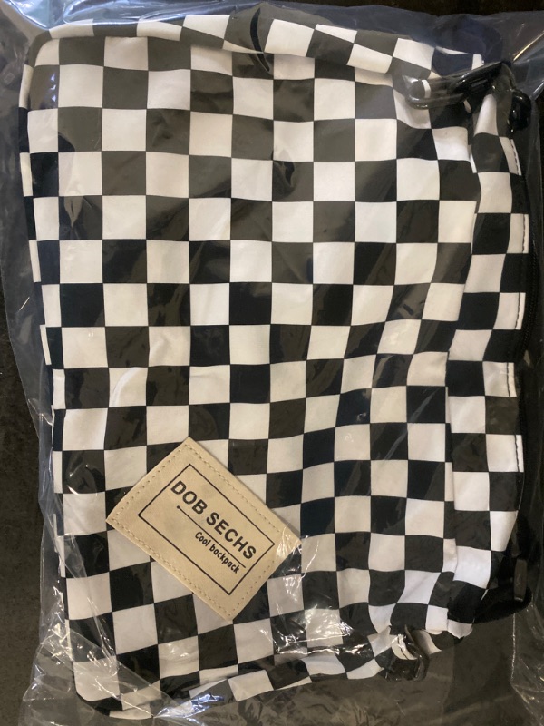 Photo 1 of Black White Checkered Backpack  Rucksack Water Resistant Daypack Shoulder Bag Casual Work Bags (A Black)