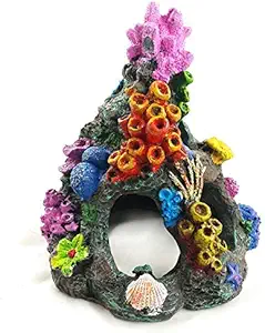 Photo 2 of EHC Aquarium Decoration Environments Cave Living Reef Fish Tank Resin Coral Aquarium Ornaments Fish Hide-Away Mountain Retro Rockery Crafts Landscaping