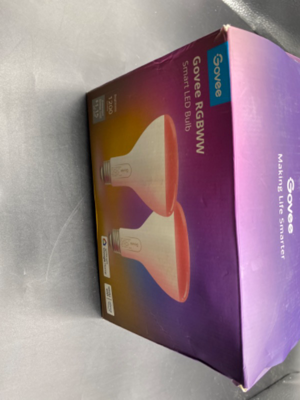 Photo 1 of 2 pack-Govee Smart LED 1200 Lumen Flood Light Bulbs - Multi Color