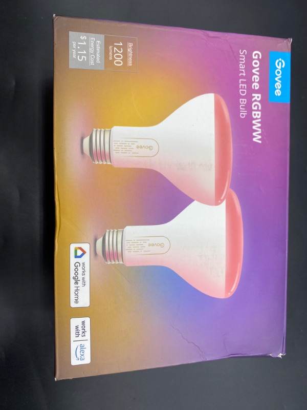 Photo 2 of 2 pack-Govee Smart LED 1200 Lumen Flood Light Bulbs - Multi Color