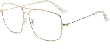 Photo 1 of 
Non Prescription Glasses - Classic Square Clear Lens Metal Frame for Men Women