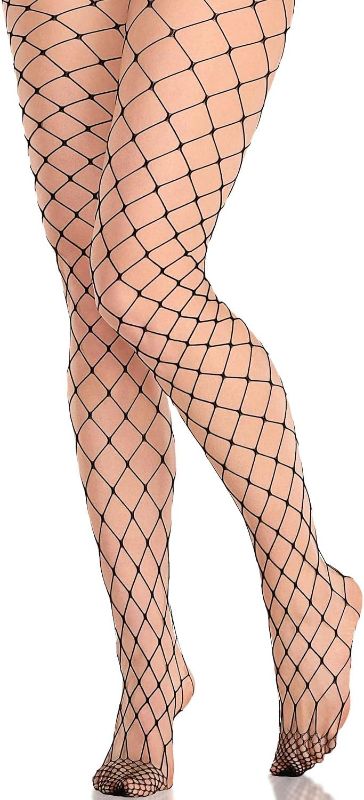 Photo 1 of Black Big Diamond Net Stockings - Adult Standard