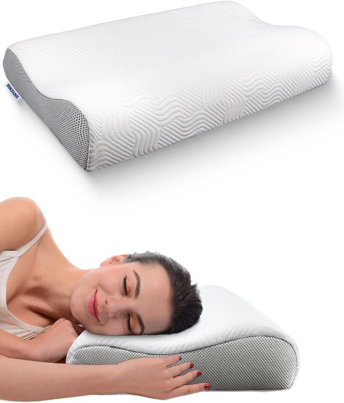 Photo 1 of Memory Foam Contour Pillow for Bed Sleeping, Ergonomic Cervical Pillow for Neck and Shoulder Pain Relief, Orthopedic Neck Support Pillow for Side Back Stomach Sleepers